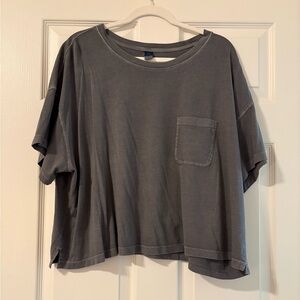 Gray cropped T-Shirt with Pocket